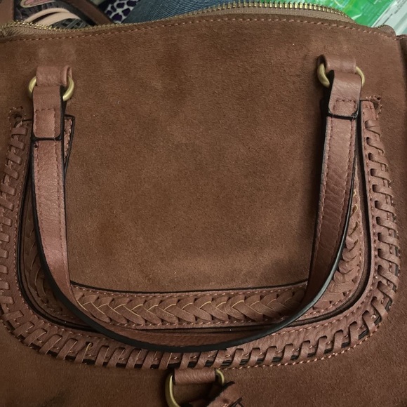 Sole Society Womens Desti Crossbody Bag Pink Faux Suede Woven Adjustable Strap - Picture 6 of 8